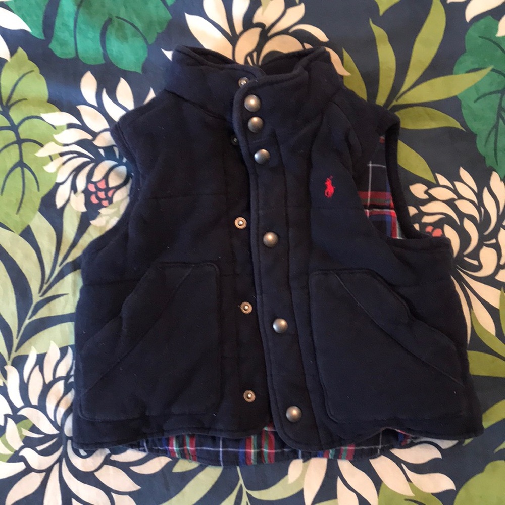 Flannel lined POLO puffer vest size 2 2T